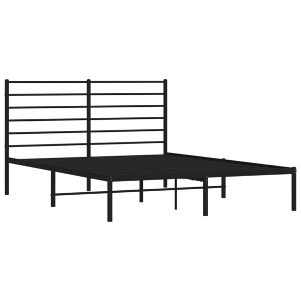 vidaXL Metal Bed Frame with Headboard Black 53.9"x74.8" Full - Image 5