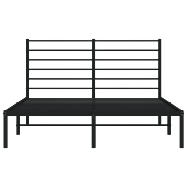 vidaXL Metal Bed Frame with Headboard Black 53.9"x74.8" Full - Image 6