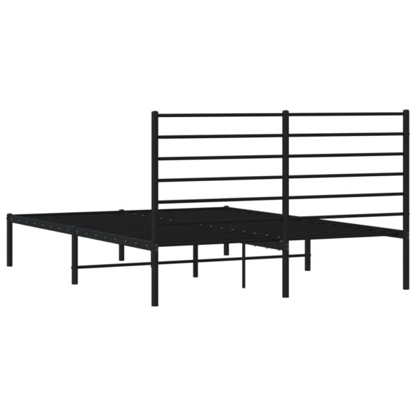 vidaXL Metal Bed Frame with Headboard Black 53.9"x74.8" Full - Image 8