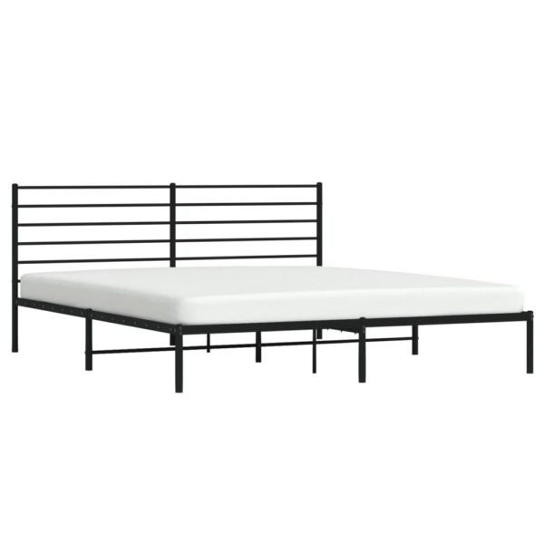 vidaXL Metal Bed Frame with Headboard Black 72"x83.9" California King - Image 4