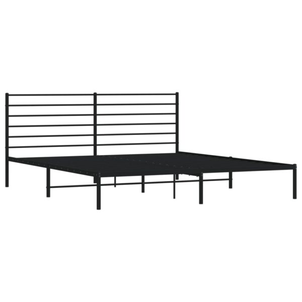 vidaXL Metal Bed Frame with Headboard Black 72"x83.9" California King - Image 5