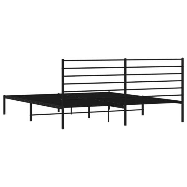 vidaXL Metal Bed Frame with Headboard Black 72"x83.9" California King - Image 8