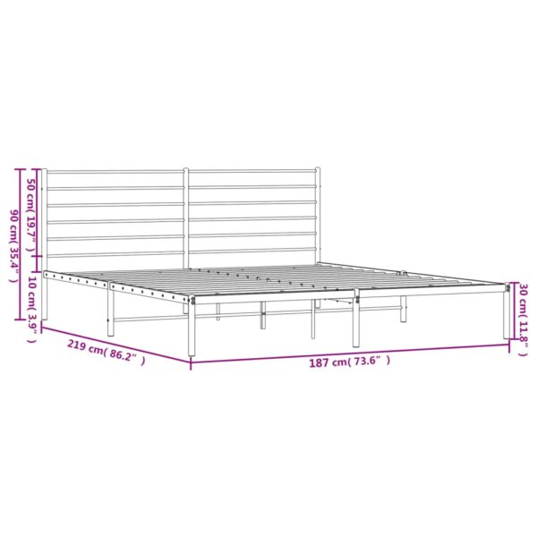 vidaXL Metal Bed Frame with Headboard Black 72"x83.9" California King - Image 10