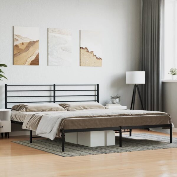 vidaXL Metal Bed Frame with Headboard Black 72"x83.9" California King