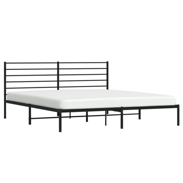 vidaXL Metal Bed Frame with Headboard Black 76"x79.9" King - Image 4