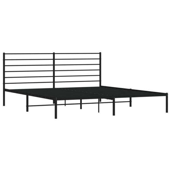 vidaXL Metal Bed Frame with Headboard Black 76"x79.9" King - Image 5