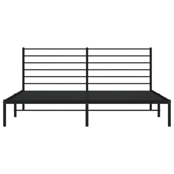 vidaXL Metal Bed Frame with Headboard Black 76"x79.9" King - Image 6