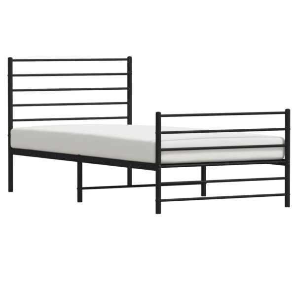 vidaXL Metal Bed Frame with Headboard and Footboard Black 39.4"x74.8" Twin - Image 4