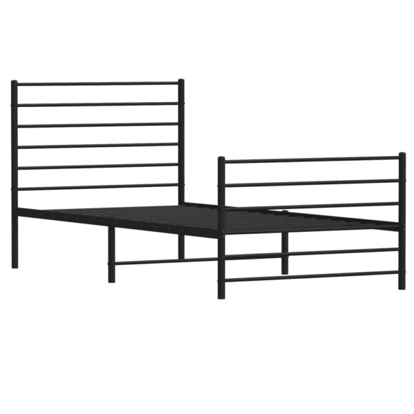 vidaXL Metal Bed Frame with Headboard and Footboard Black 39.4"x74.8" Twin - Image 5