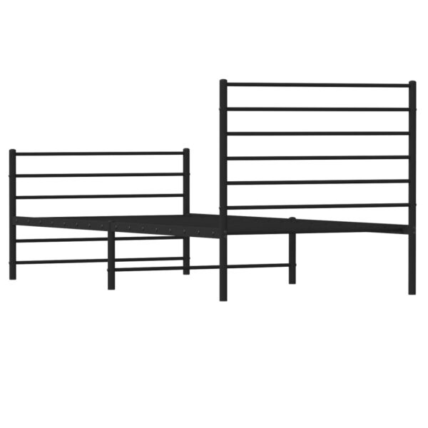 vidaXL Metal Bed Frame with Headboard and Footboard Black 39.4"x74.8" Twin - Image 8