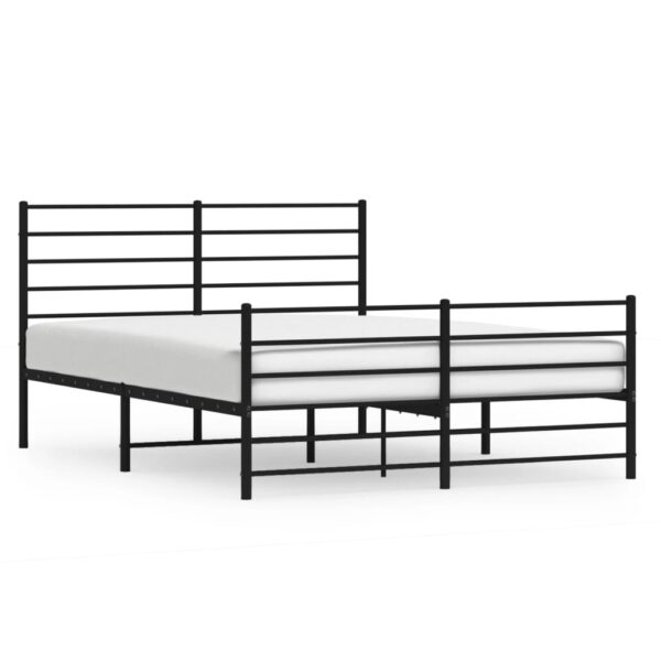 vidaXL Metal Bed Frame with Headboard and Footboard Black 53.9"x74.8" Full - Image 2