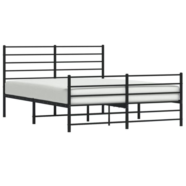 vidaXL Metal Bed Frame with Headboard and Footboard Black 53.9"x74.8" Full - Image 4