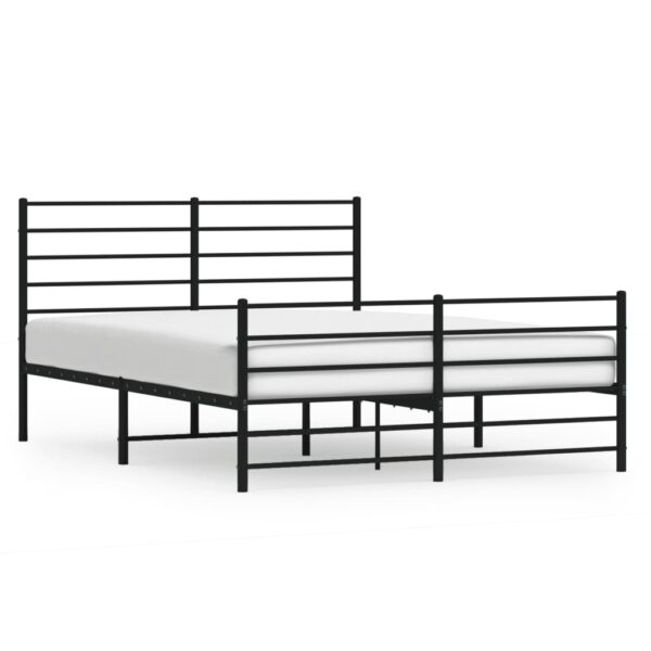 vidaXL Metal Bed Frame with Headboard and Footboard Black 59.8"x78.7" - Image 2