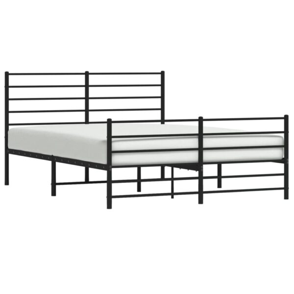 vidaXL Metal Bed Frame with Headboard and Footboard Black 59.8"x78.7" - Image 4