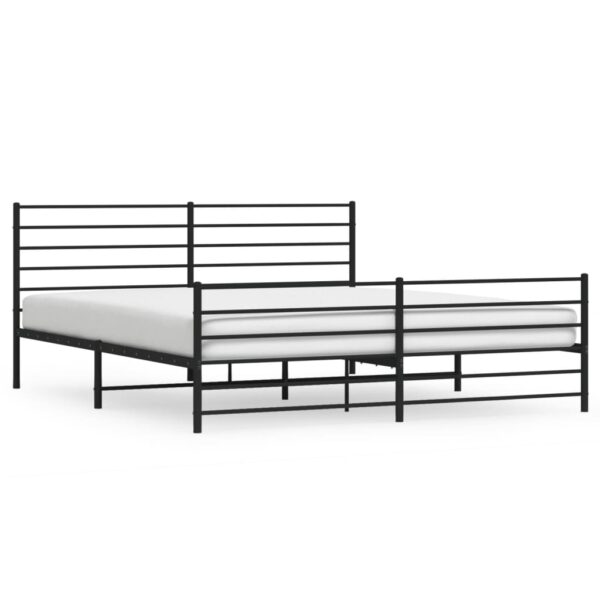 vidaXL Metal Bed Frame with Headboard&Footboard Black 72"x83.9" California King - Image 2