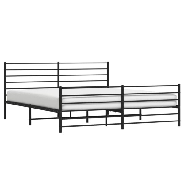 vidaXL Metal Bed Frame with Headboard&Footboard Black 72"x83.9" California King - Image 4