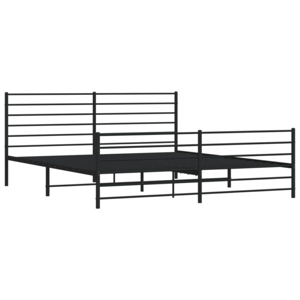 vidaXL Metal Bed Frame with Headboard and Footboard Black 76"x79.9" King - Image 5