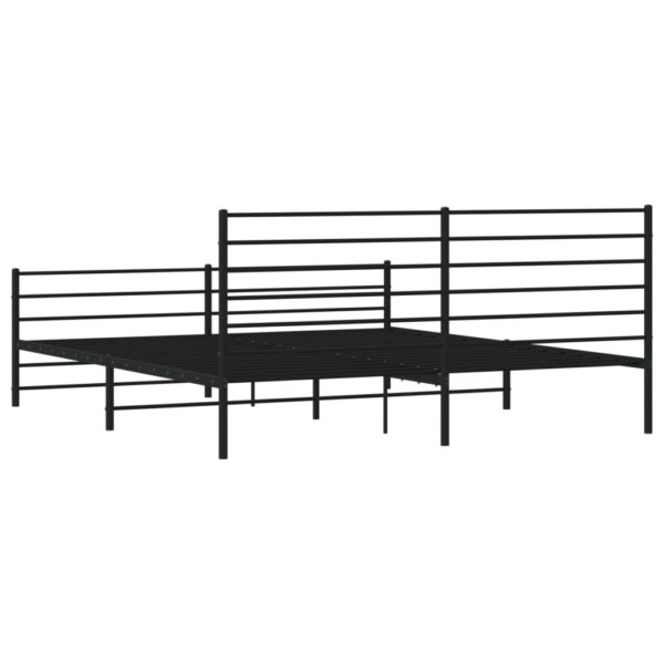 vidaXL Metal Bed Frame with Headboard and Footboard Black 76"x79.9" King - Image 8