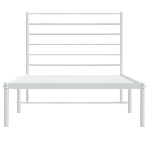 vidaXL Metal Bed Frame with Headboard White 39.4"x74.8" Twin - Image 6