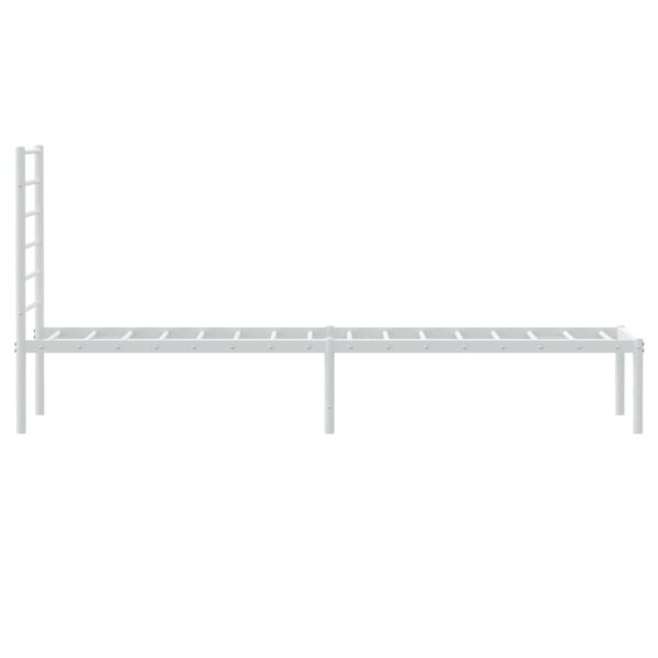 vidaXL Metal Bed Frame with Headboard White 39.4"x74.8" Twin - Image 7