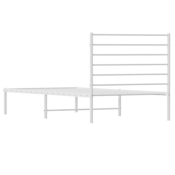 vidaXL Metal Bed Frame with Headboard White 39.4"x74.8" Twin - Image 8