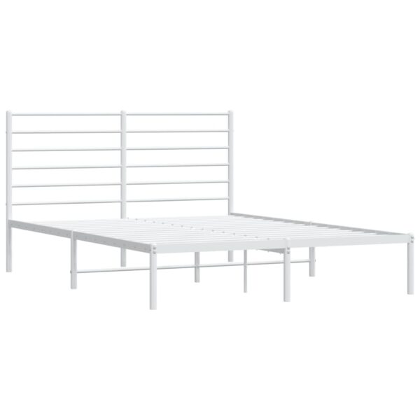 vidaXL Metal Bed Frame with Headboard White 53.9"x74.8" Full - Image 5