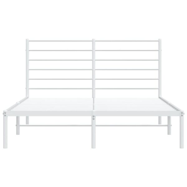 vidaXL Metal Bed Frame with Headboard White 53.9"x74.8" Full - Image 6