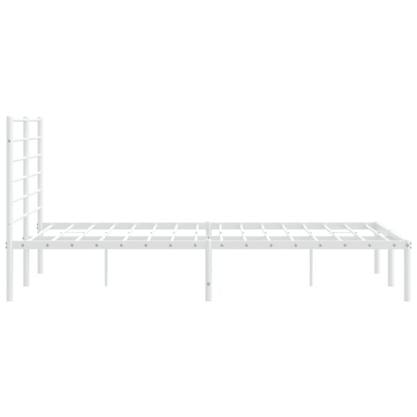 vidaXL Metal Bed Frame with Headboard White 53.9"x74.8" Full - Image 7