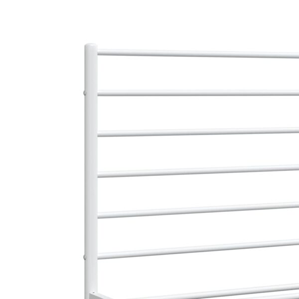 vidaXL Metal Bed Frame with Headboard White 53.9"x74.8" Full - Image 9