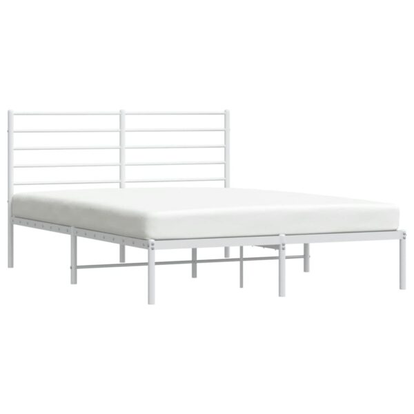 vidaXL Metal Bed Frame with Headboard White 59.8"x78.7" - Image 4