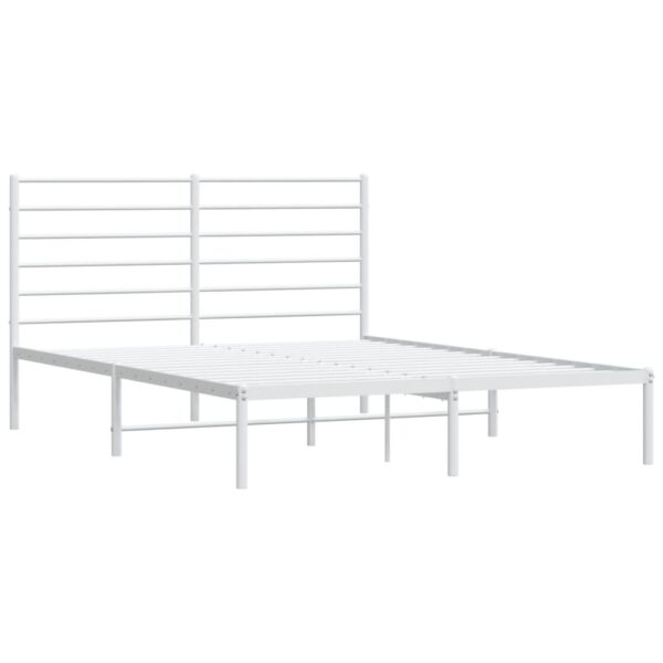 vidaXL Metal Bed Frame with Headboard White 59.8"x78.7" - Image 5