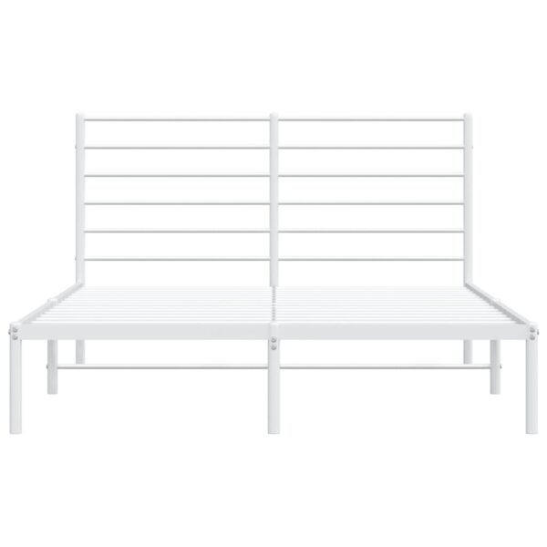 vidaXL Metal Bed Frame with Headboard White 59.8"x78.7" - Image 6