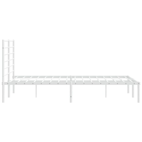 vidaXL Metal Bed Frame with Headboard White 59.8"x78.7" - Image 7