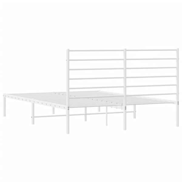 vidaXL Metal Bed Frame with Headboard White 59.8"x78.7" - Image 8