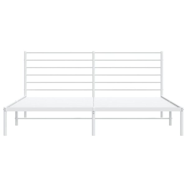 vidaXL Metal Bed Frame with Headboard White 72"x83.9" California King - Image 6