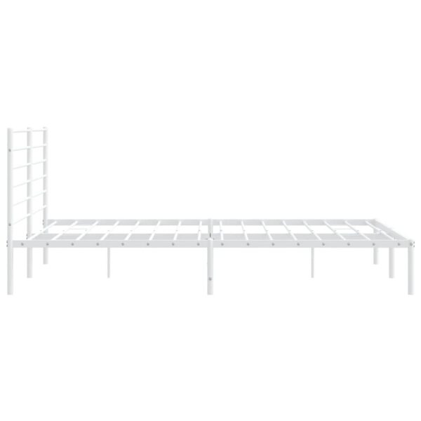 vidaXL Metal Bed Frame with Headboard White 72"x83.9" California King - Image 7