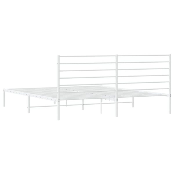 vidaXL Metal Bed Frame with Headboard White 72"x83.9" California King - Image 8