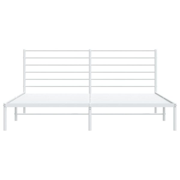 vidaXL Metal Bed Frame with Headboard White 76"x79.9" King - Image 6