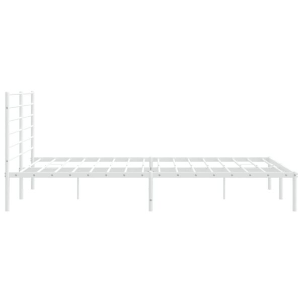 vidaXL Metal Bed Frame with Headboard White 76"x79.9" King - Image 7