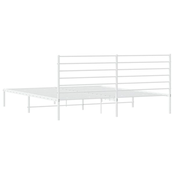 vidaXL Metal Bed Frame with Headboard White 76"x79.9" King - Image 8