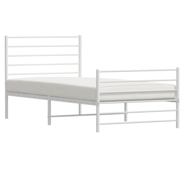 vidaXL Metal Bed Frame with Headboard and Footboard White 39.4"x74.8" Twin - Image 4