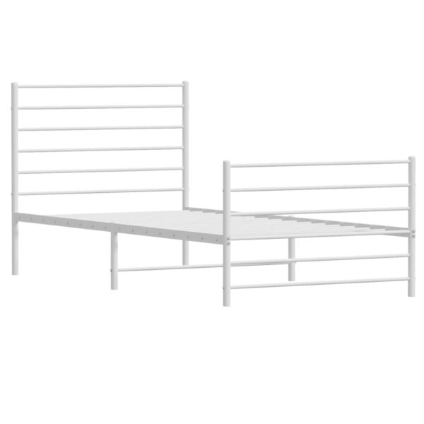 vidaXL Metal Bed Frame with Headboard and Footboard White 39.4"x74.8" Twin - Image 5