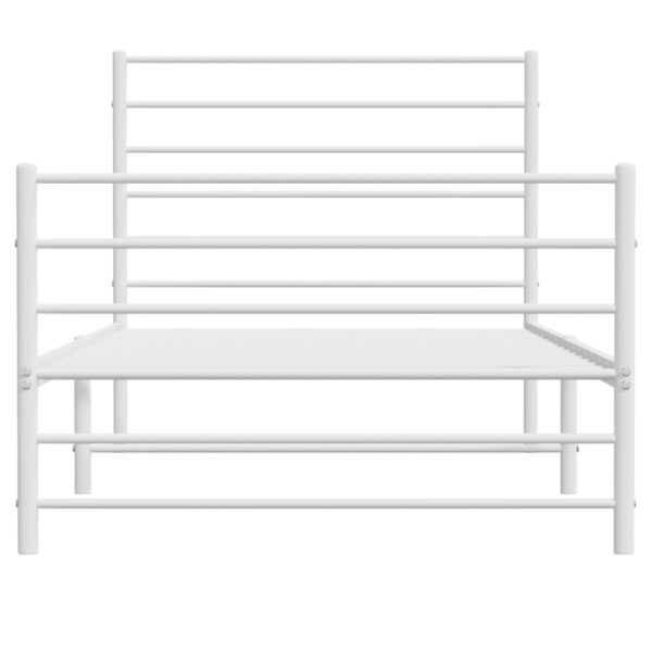 vidaXL Metal Bed Frame with Headboard and Footboard White 39.4"x74.8" Twin - Image 6