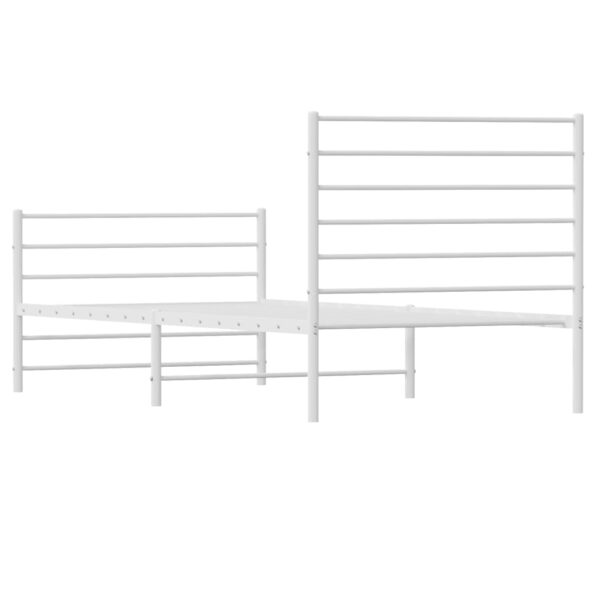 vidaXL Metal Bed Frame with Headboard and Footboard White 39.4"x74.8" Twin - Image 8