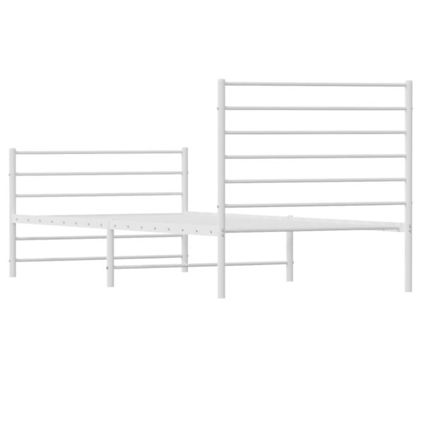 vidaXL Metal Bed Frame with Headboard and Footboard White 39.4"x78.7" - Image 8