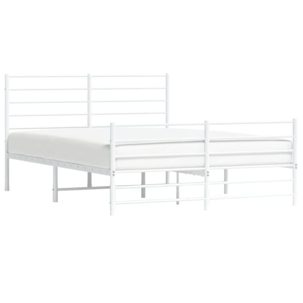 vidaXL Metal Bed Frame with Headboard and Footboard White 59.8"x78.7" - Image 4