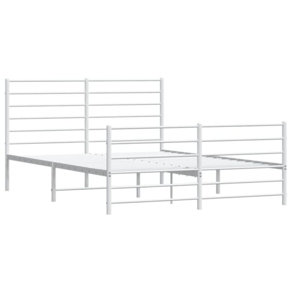 vidaXL Metal Bed Frame with Headboard and Footboard White 59.8"x78.7" - Image 5