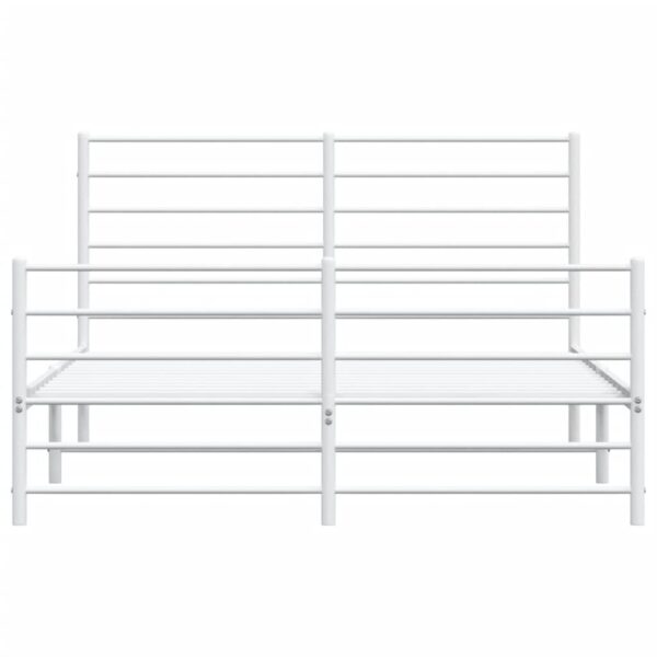 vidaXL Metal Bed Frame with Headboard and Footboard White 59.8"x78.7" - Image 6