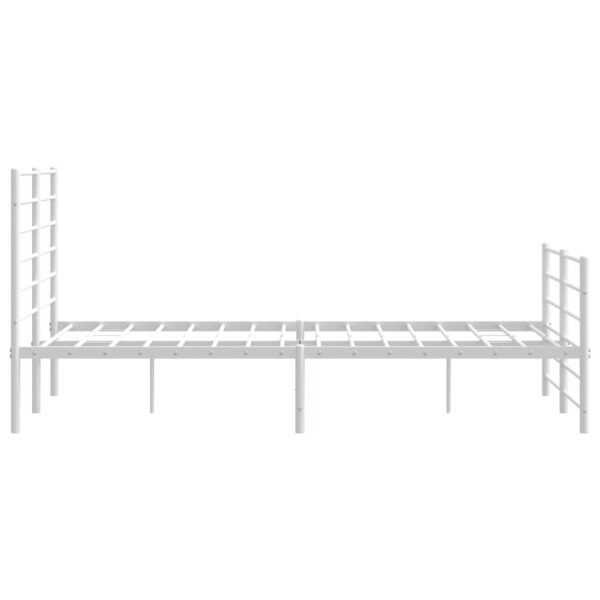 vidaXL Metal Bed Frame with Headboard and Footboard White 59.8"x78.7" - Image 7