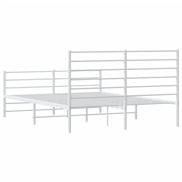 vidaXL Metal Bed Frame with Headboard and Footboard White 59.8"x78.7" - Image 8